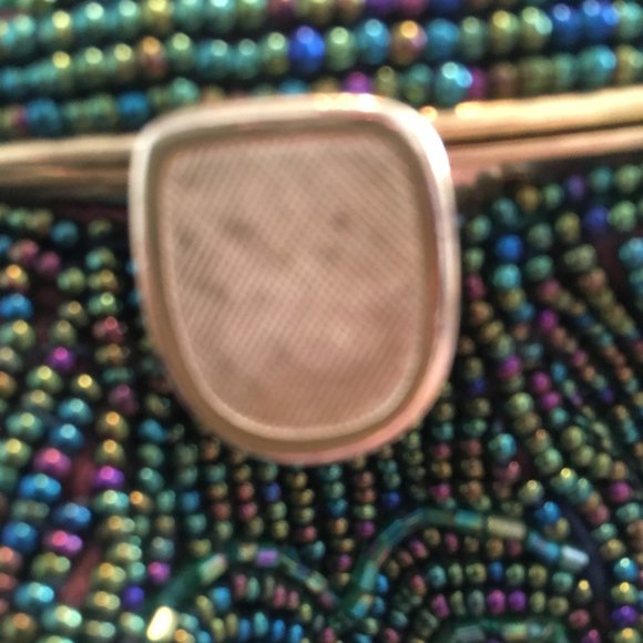 VINTAGE Green Beaded Mini Bag Shoulder Crossbody Clutch Convertible - Picture 5 of 16